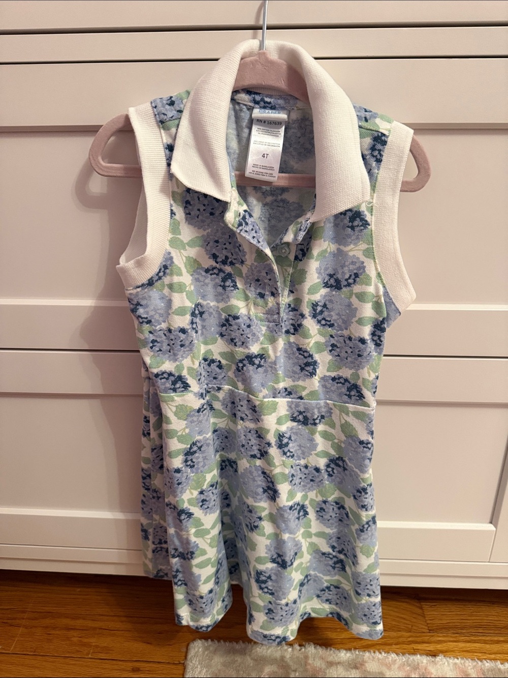 DRAPER JAMES Girls' Floral Polo Dress with White Collar
